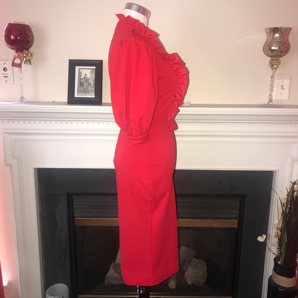 Good Time USA | Tomato Red Ruffle Midi Dress - Picture 4 of 6